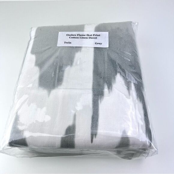 Restoration Hardware Ombre Flame Ikat Duvet Cover Cotton Twin Grey NEW - Picture 6 of 8